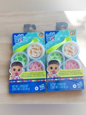NEW Hasbro Kids Set of 2 Baby Alive Solid Doll Food Packs Fork Three Pack